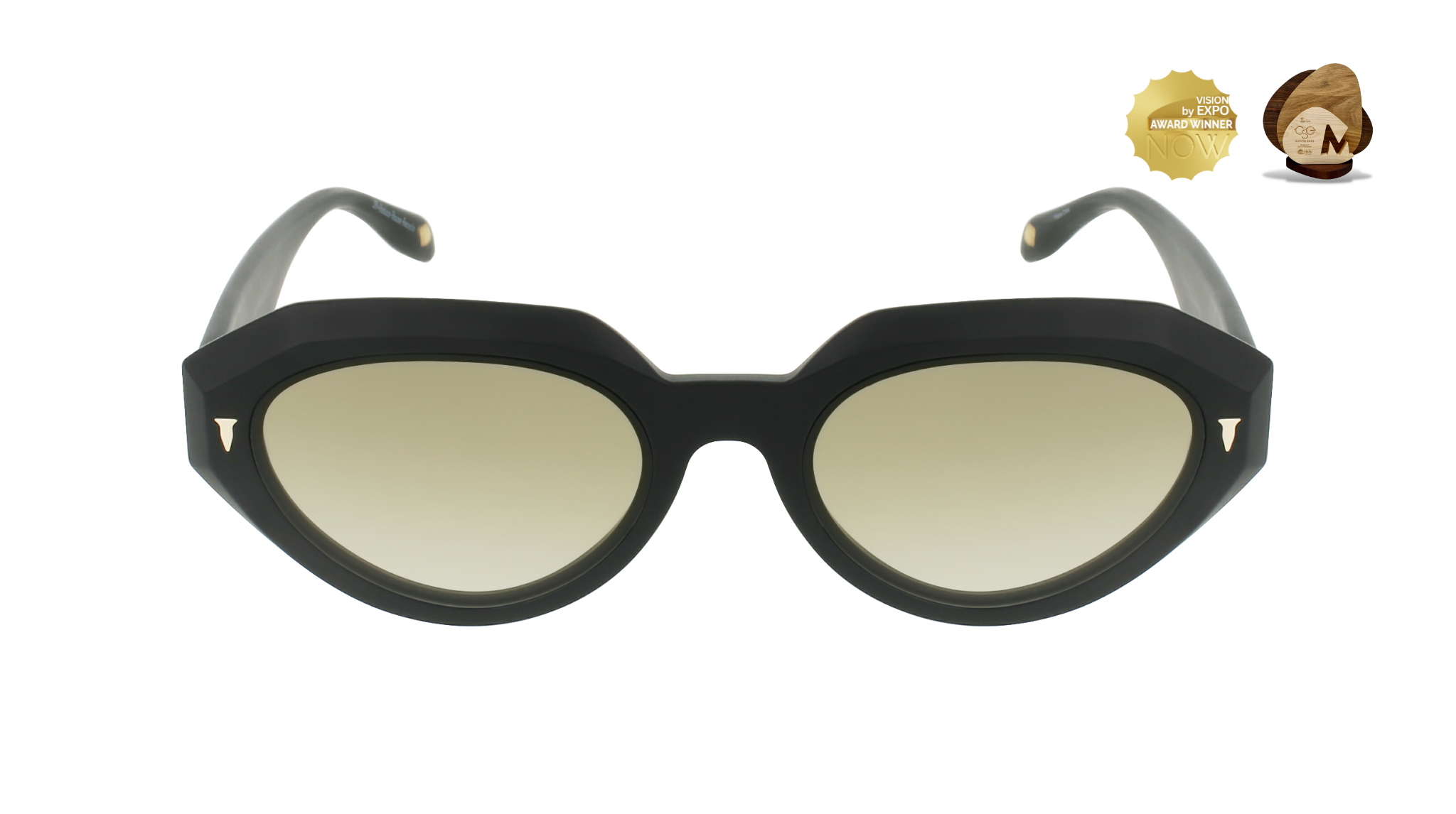 BOCA - Matte Black Oval Sunglasses