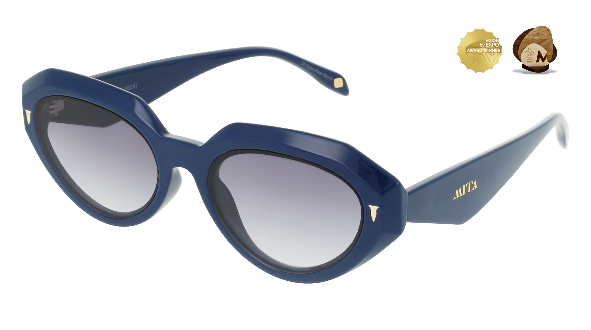 BOCA - Navy Blue Oval Sunglasses