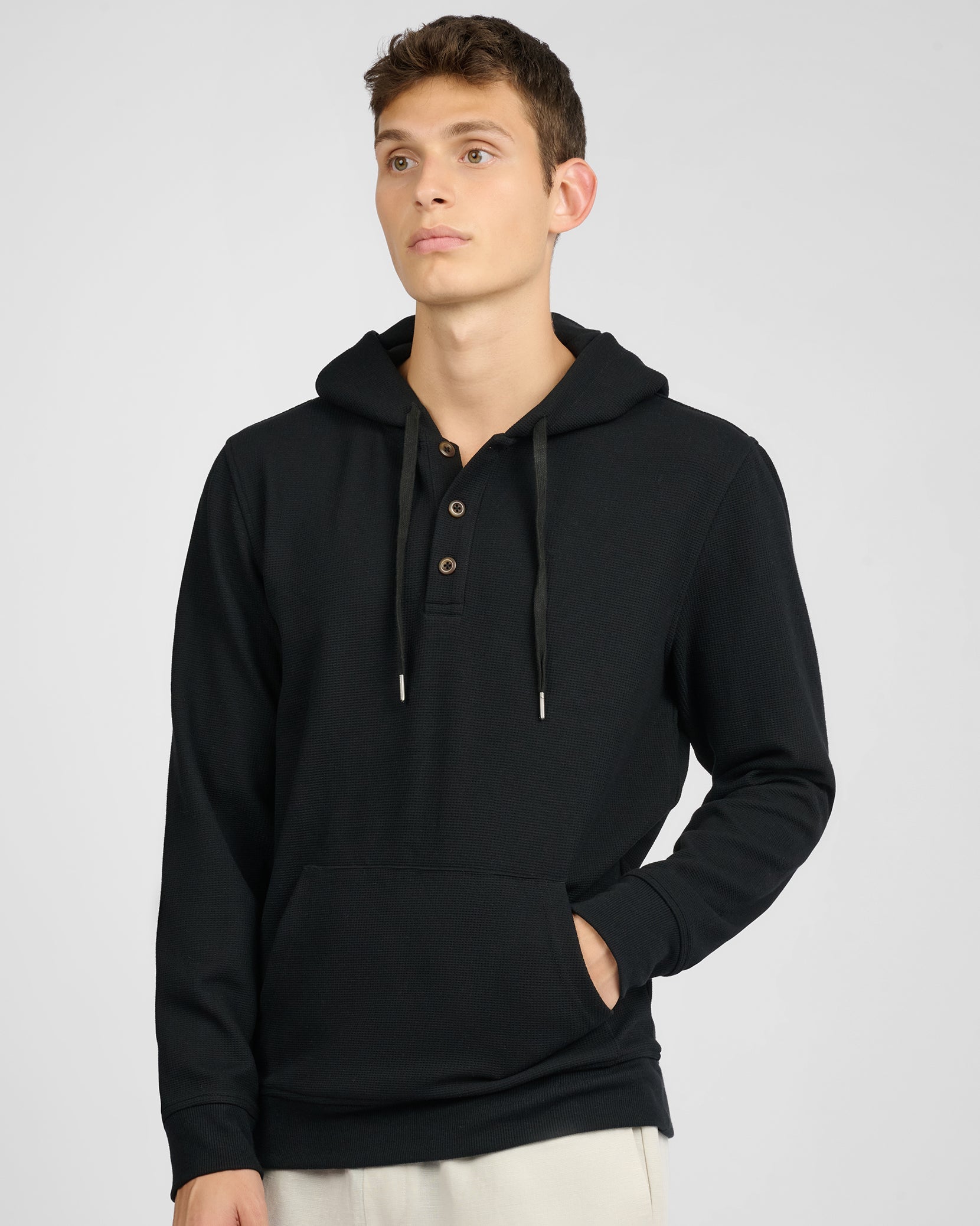 Onia Waffle Half Button Hoodie