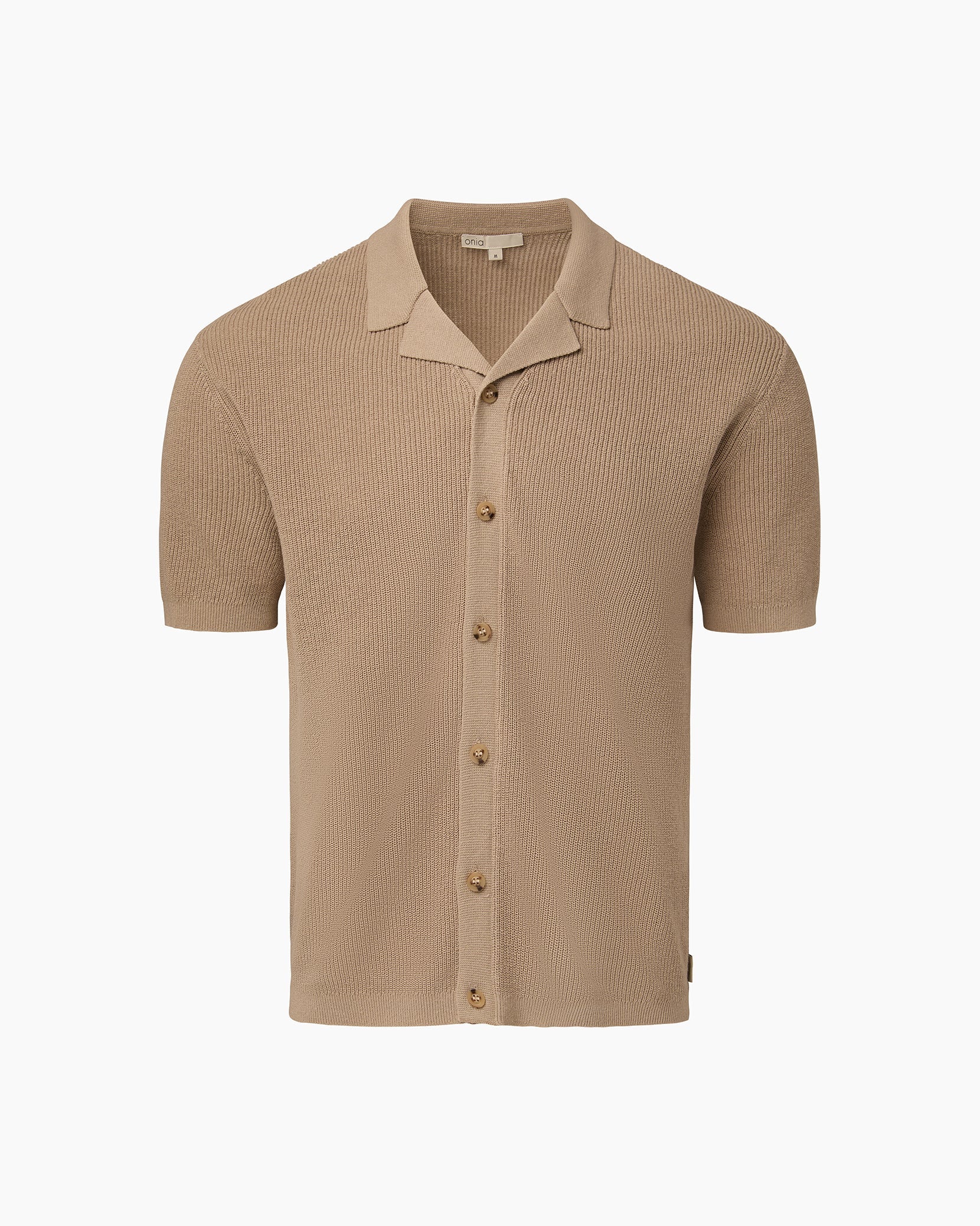 Cotton Linen Knit Camp Shirt