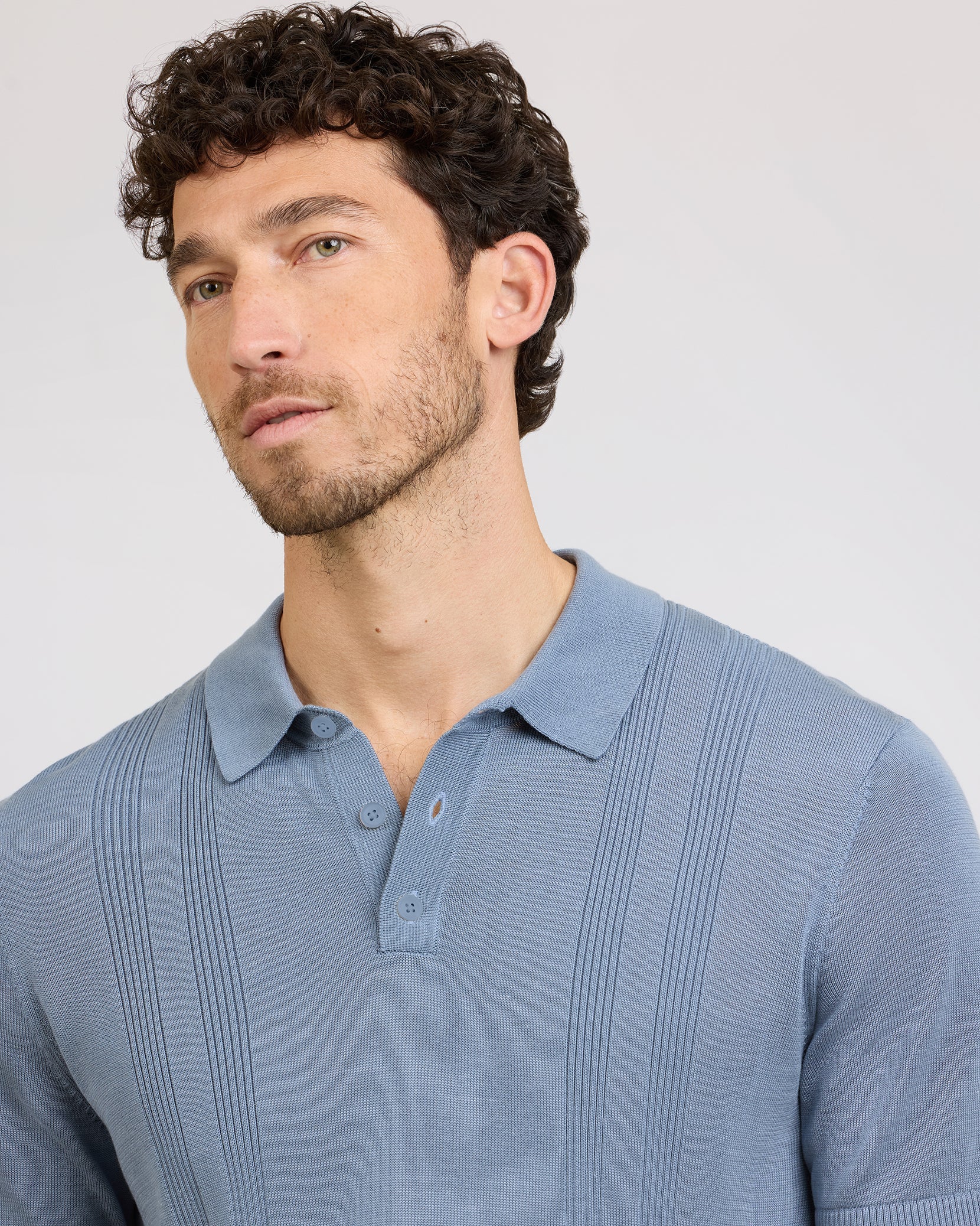 Onia Silk Ribbed Knit Polo - Lagoon