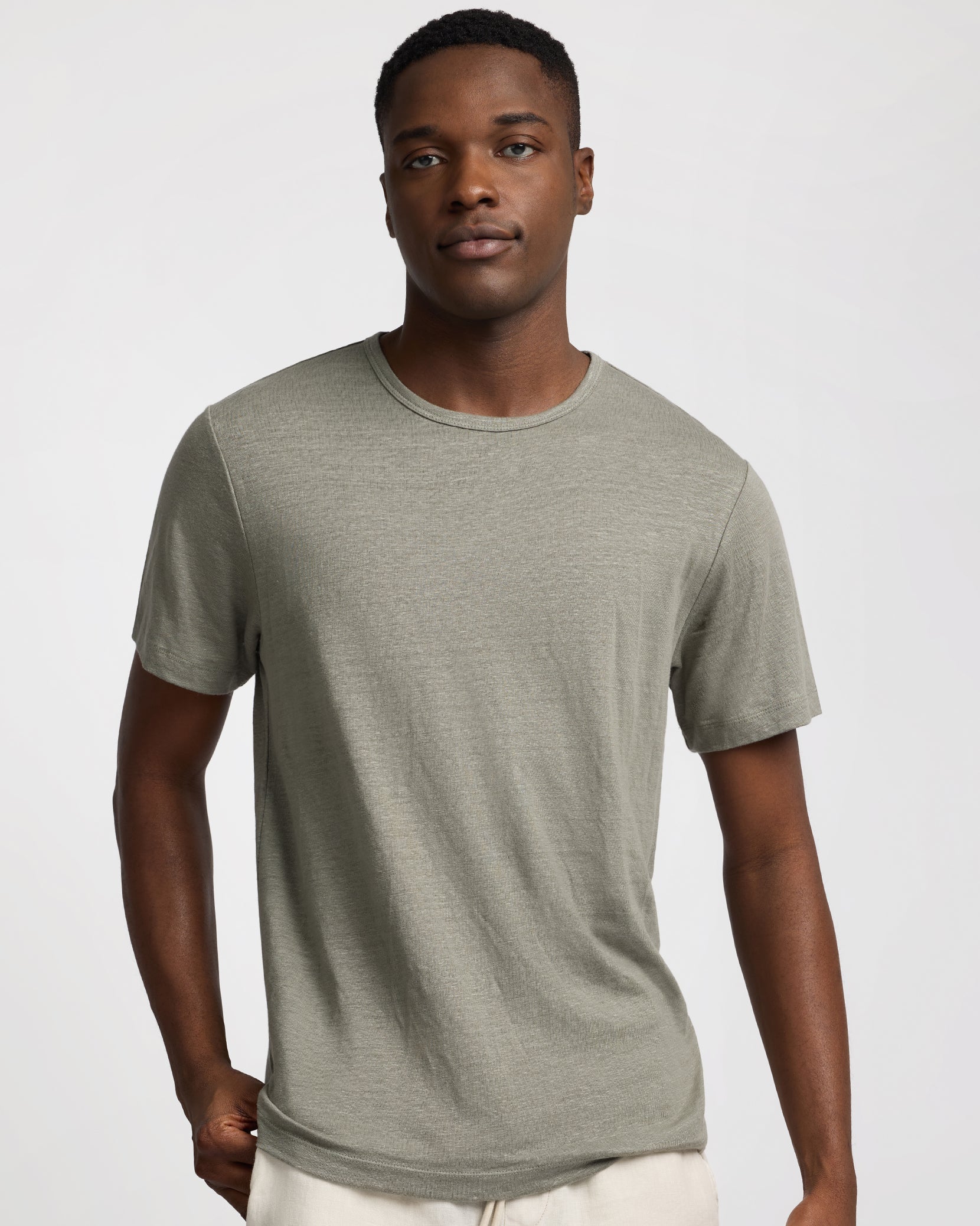 Onia Stretch Linen Crewneck Shortsleeve Tee