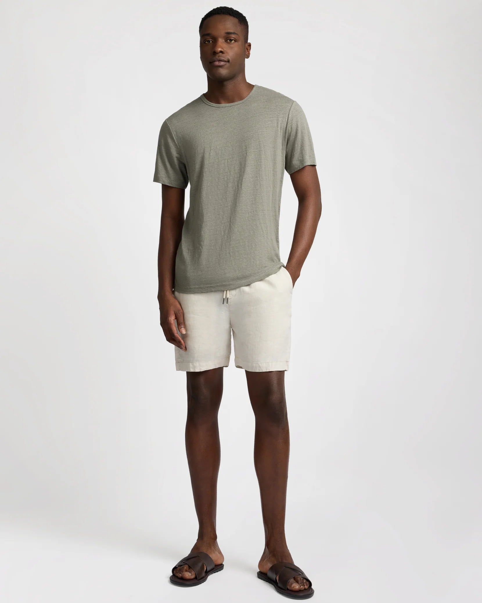 Onia Stretch Linen Crewneck Shortsleeve Tee