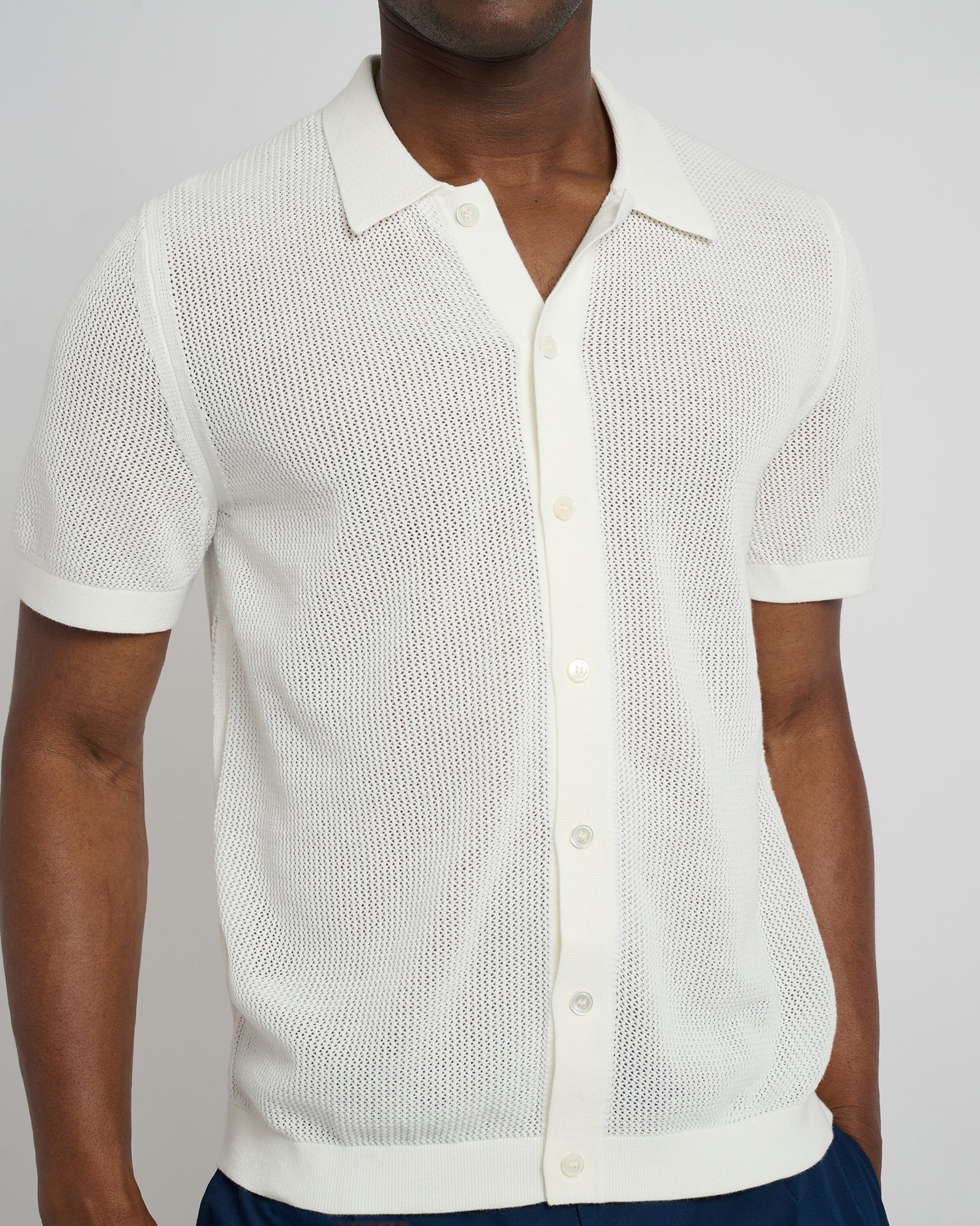 Crochet Knit Button Up Shirt