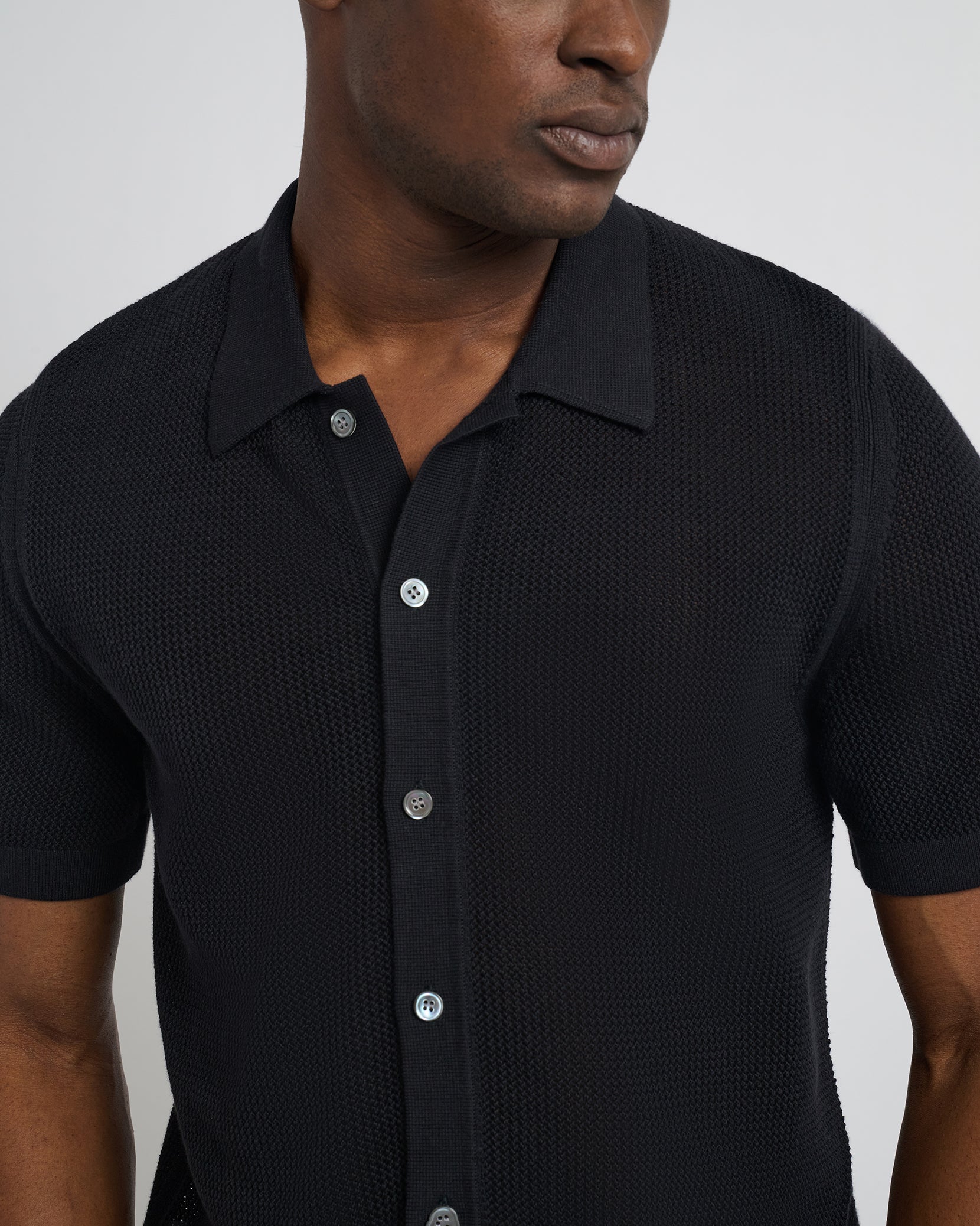 Crochet Knit Button Up Shirt