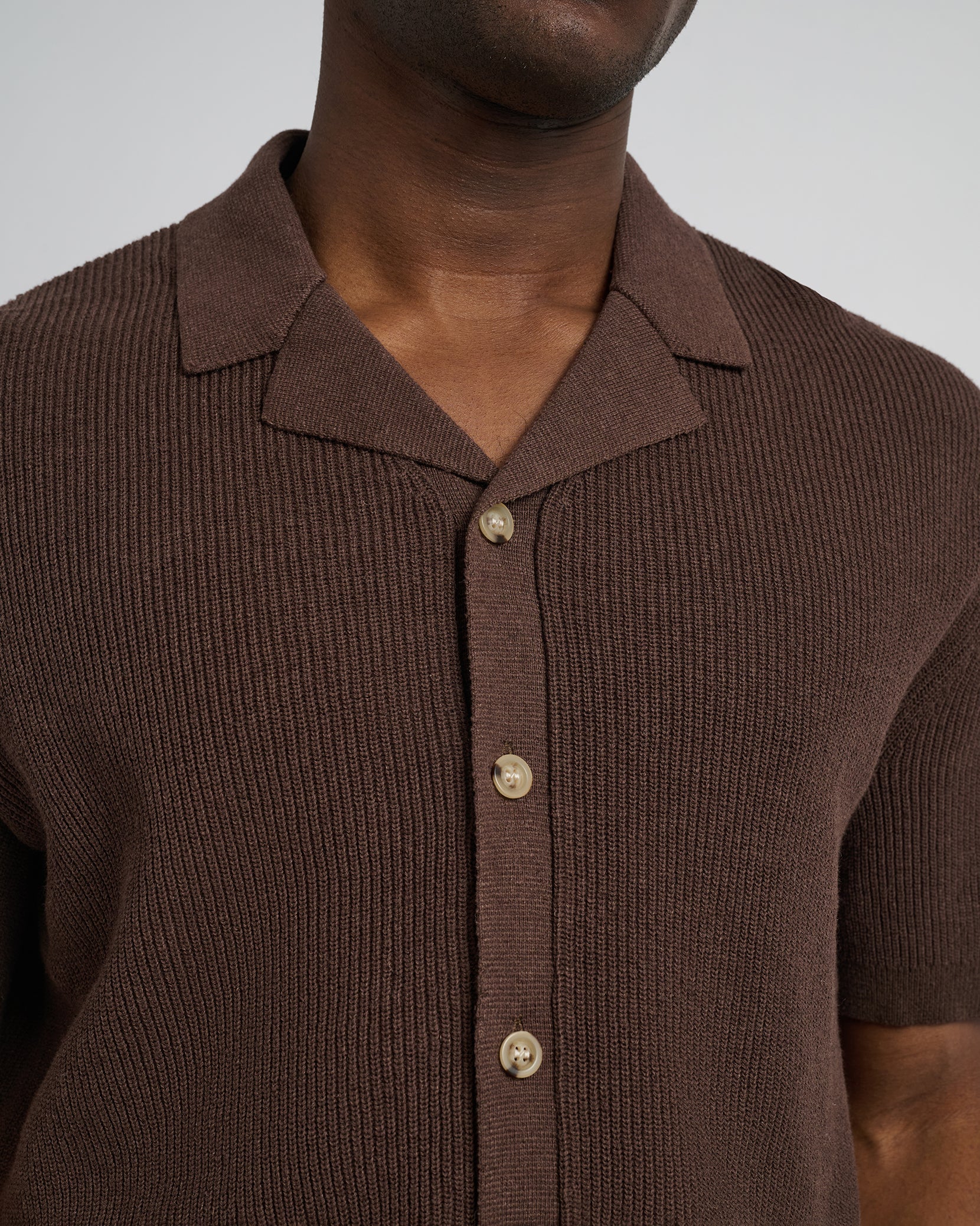 Cotton Linen Knit Camp Shirt