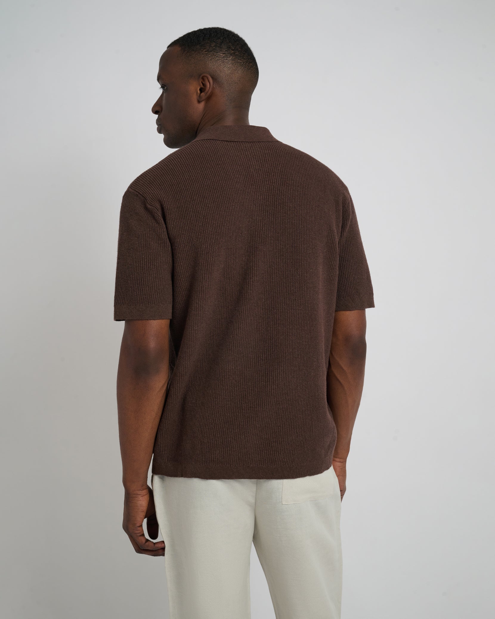 Cotton Linen Knit Camp Shirt