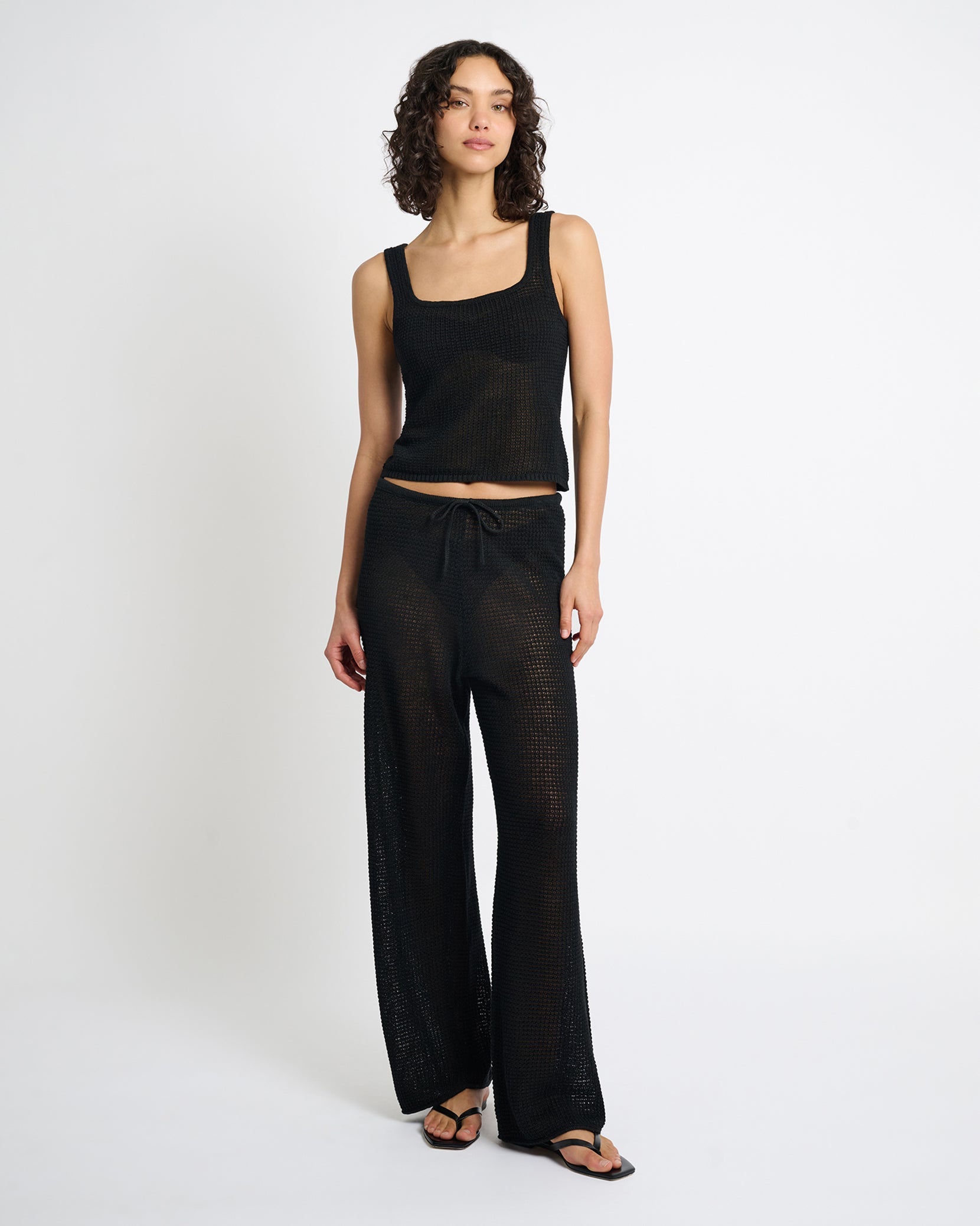 Linen Knit Square Neck Tank