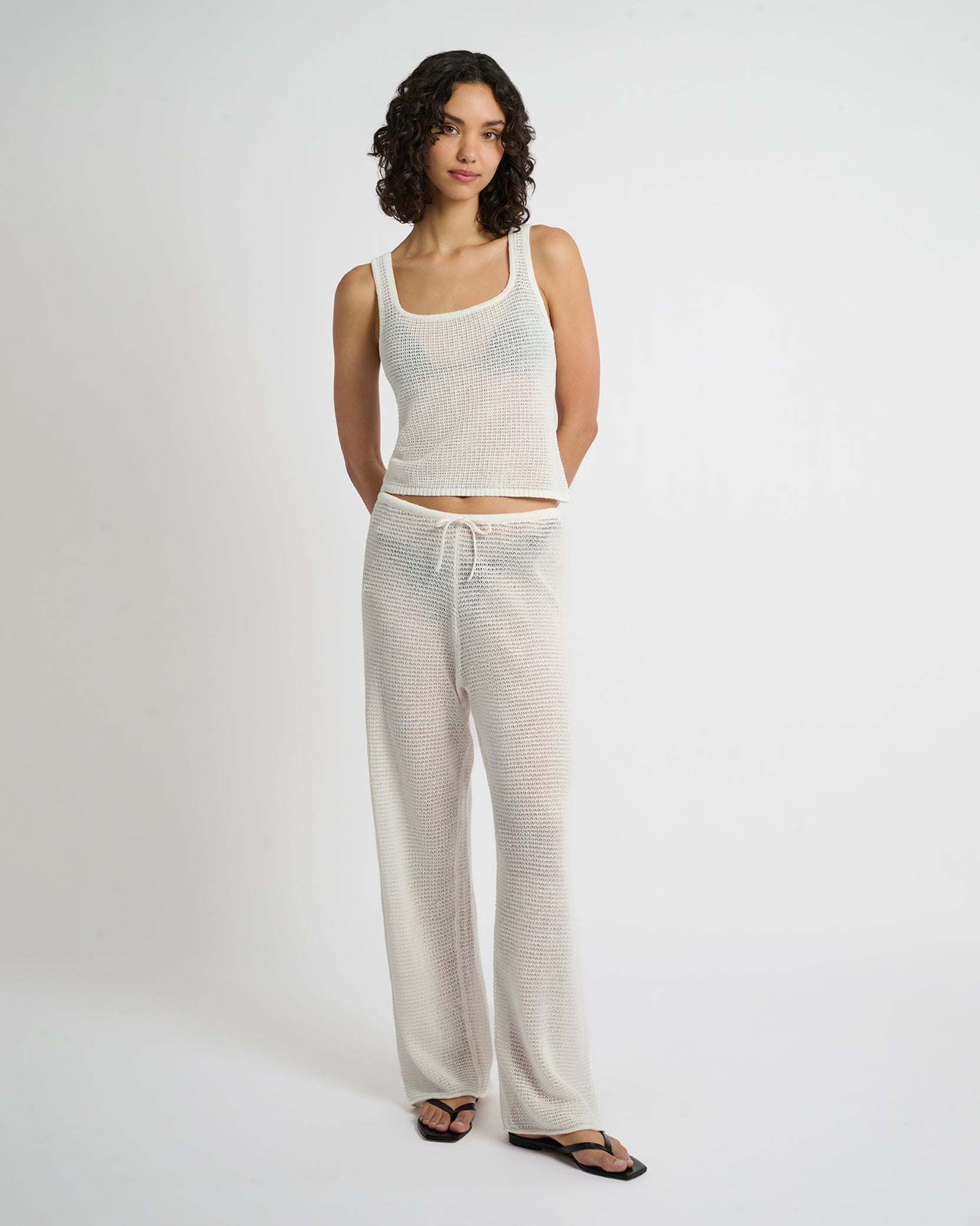 Linen Knit Square Neck Tank