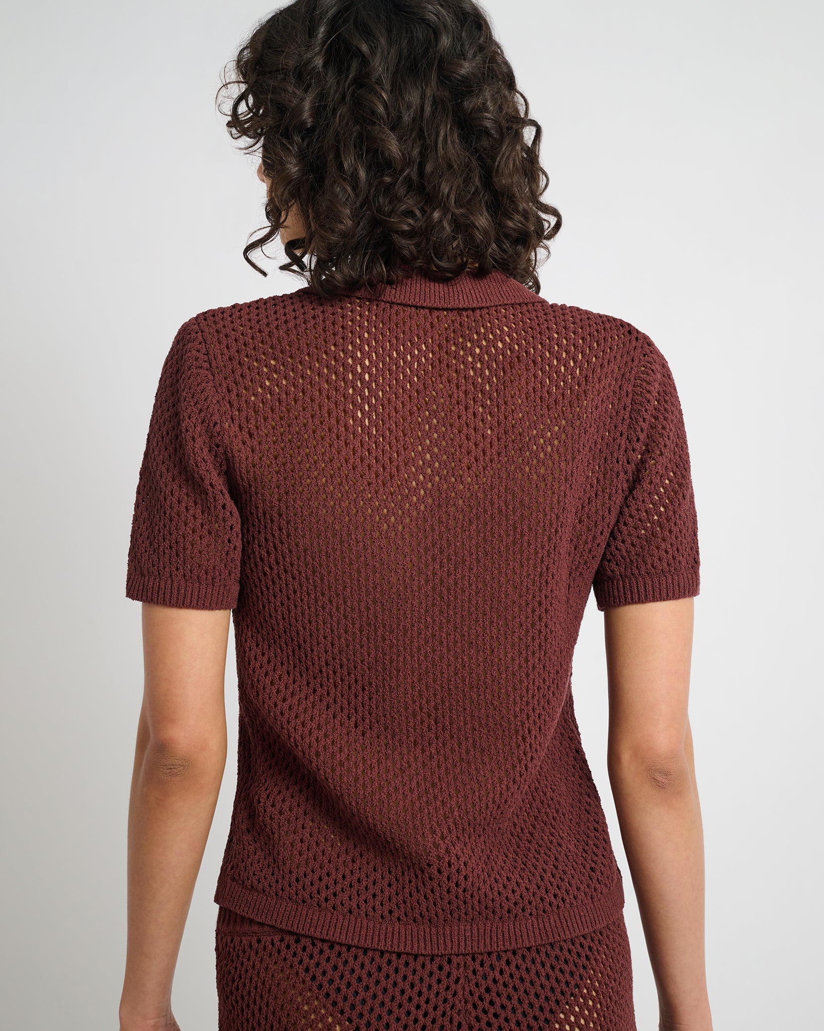 Crochet Knit Button Up Shirt