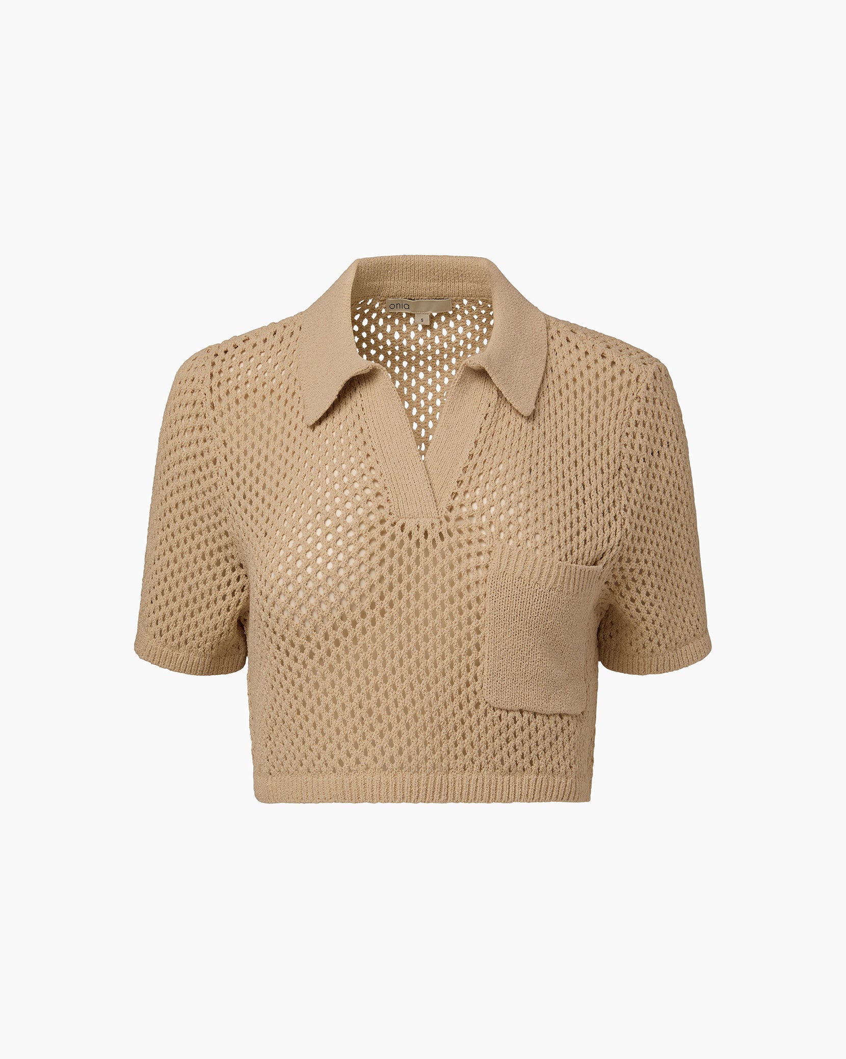 Crochet Knit Cropped Polo