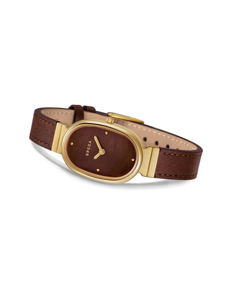 Breda Jane Leather Watch - Gold/Brown/Brown