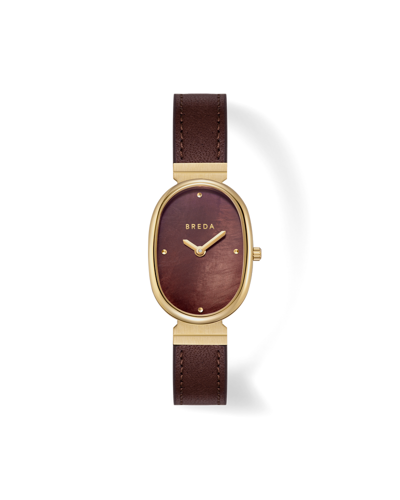 Breda Jane Leather Watch - Gold/Brown/Brown
