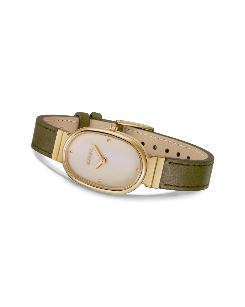 Breda Jane Leather Watch - Gold/Champagne/Olive