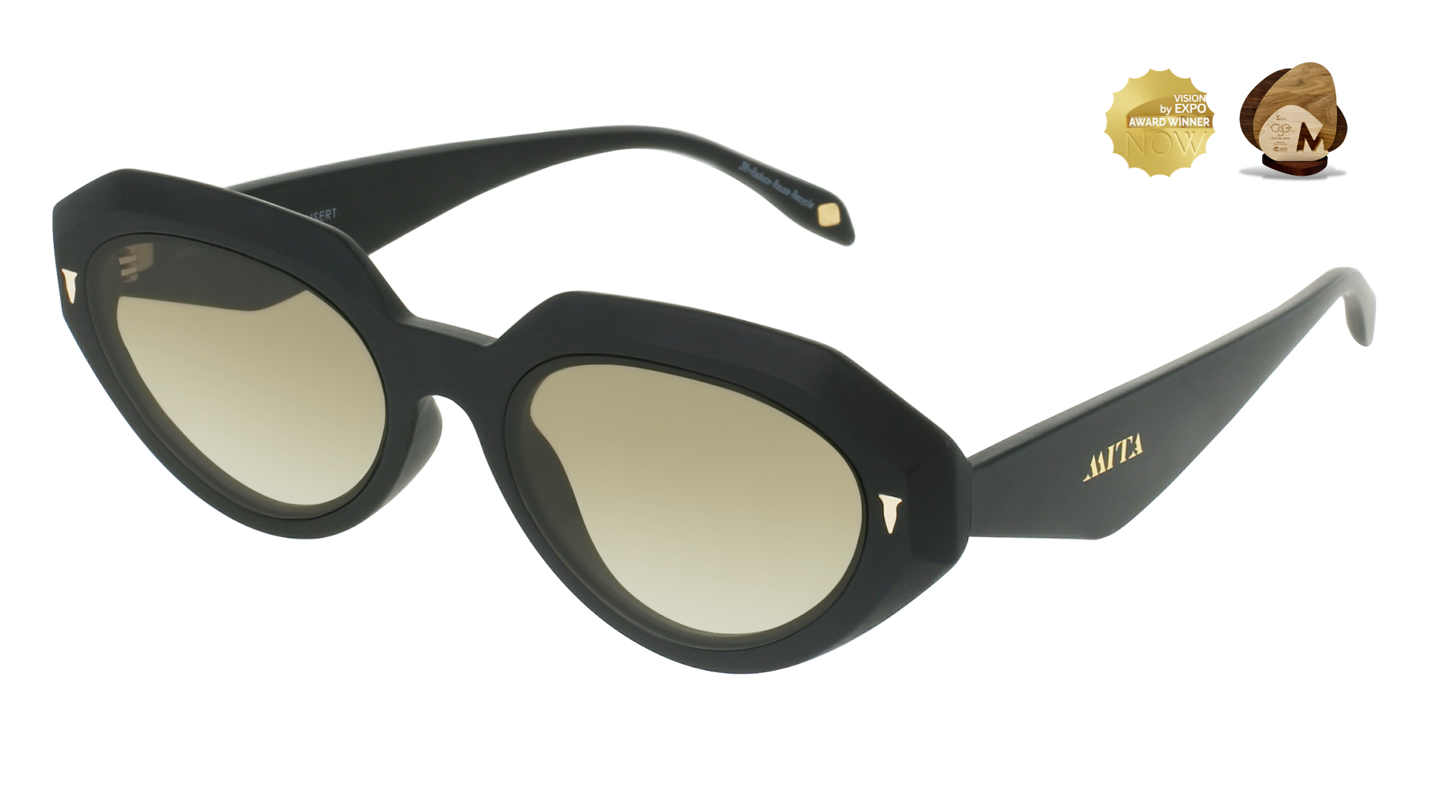 BOCA - Matte Black Oval Sunglasses