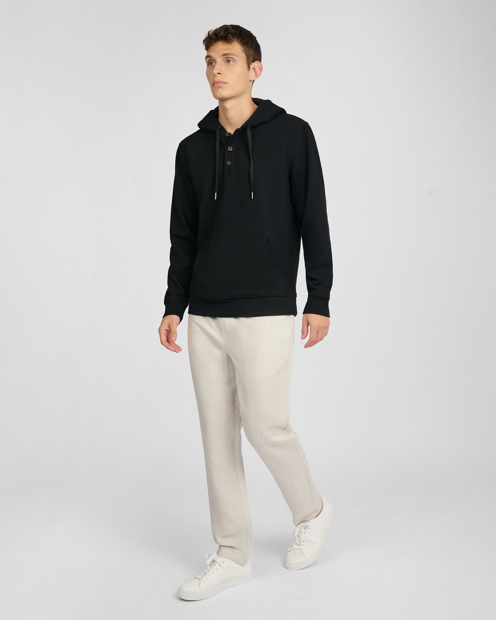 Onia Waffle Half Button Hoodie