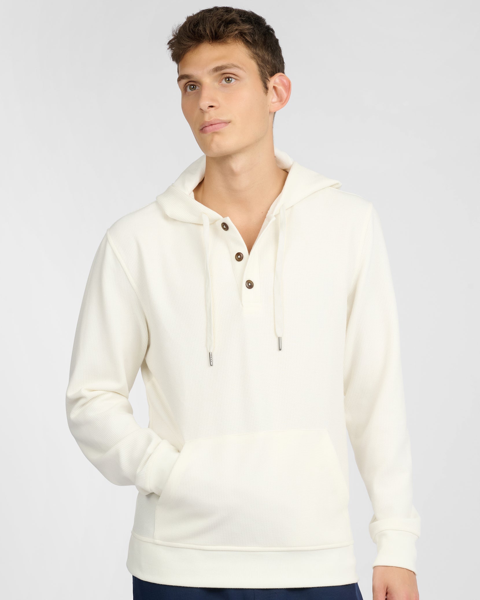 Waffle Half Button Hoodie