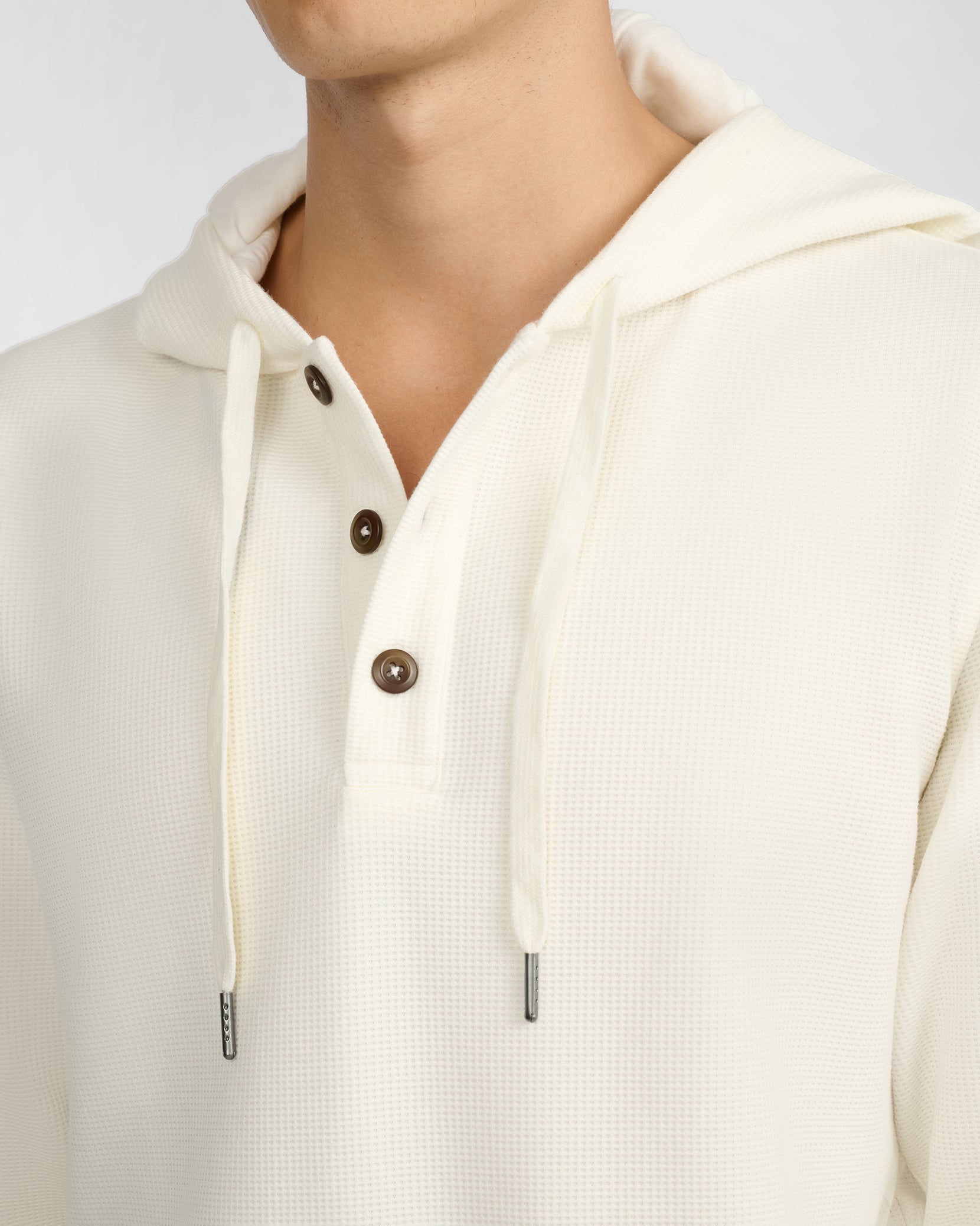 Waffle Half Button Hoodie