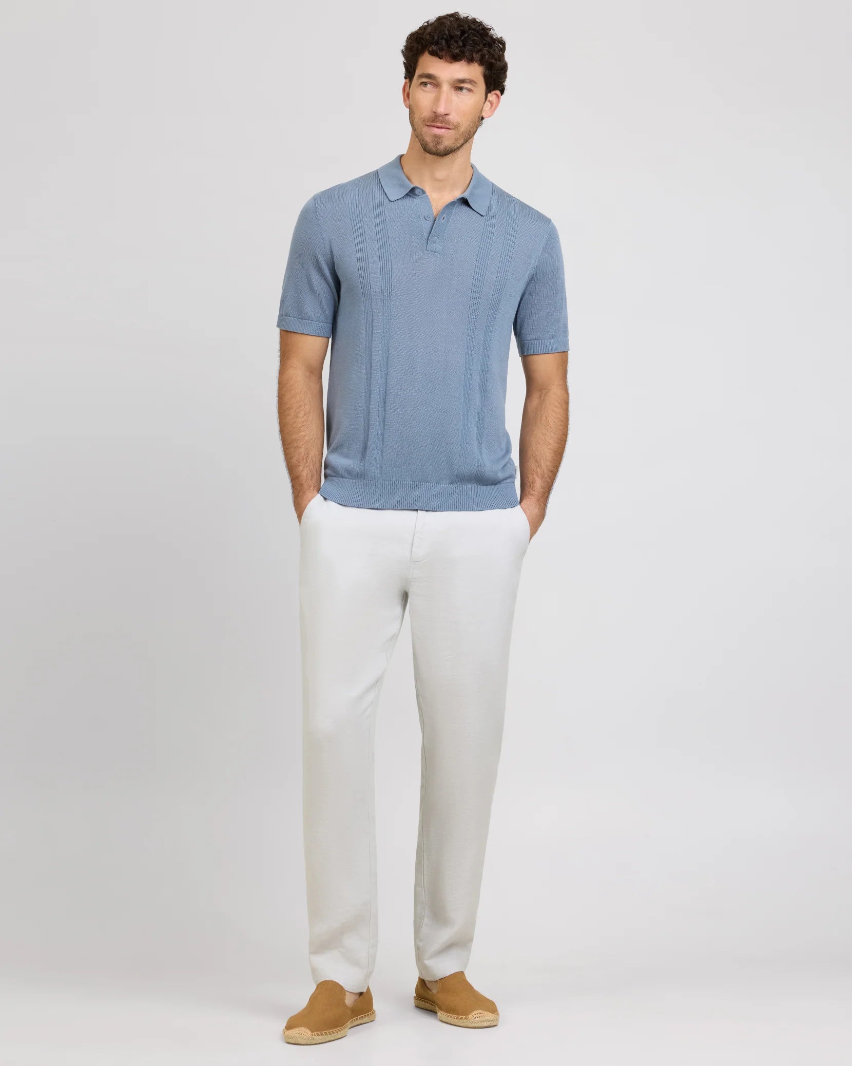 Onia Silk Ribbed Knit Polo - Lagoon
