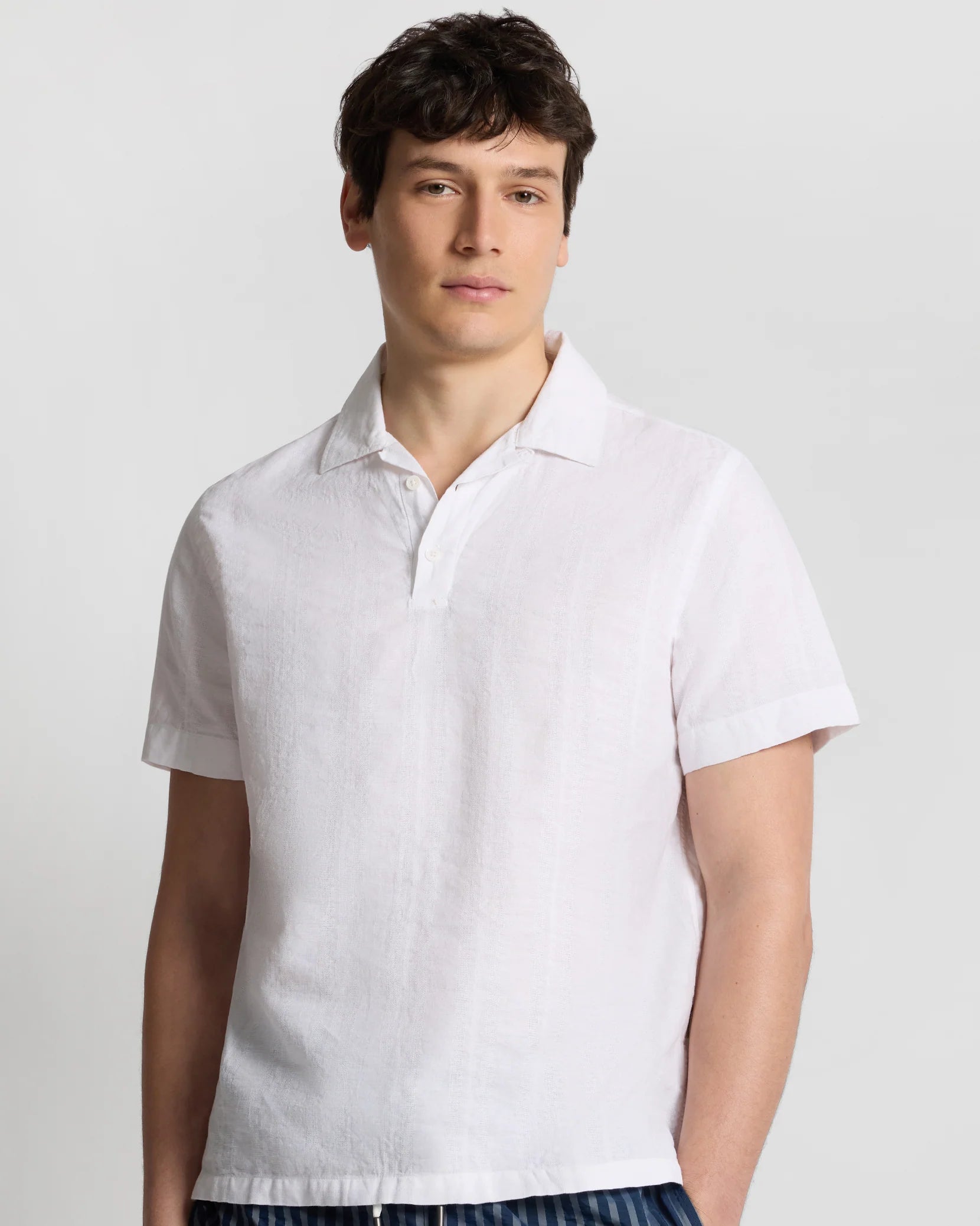 Onia Cotton Linen Pop-Over Polo