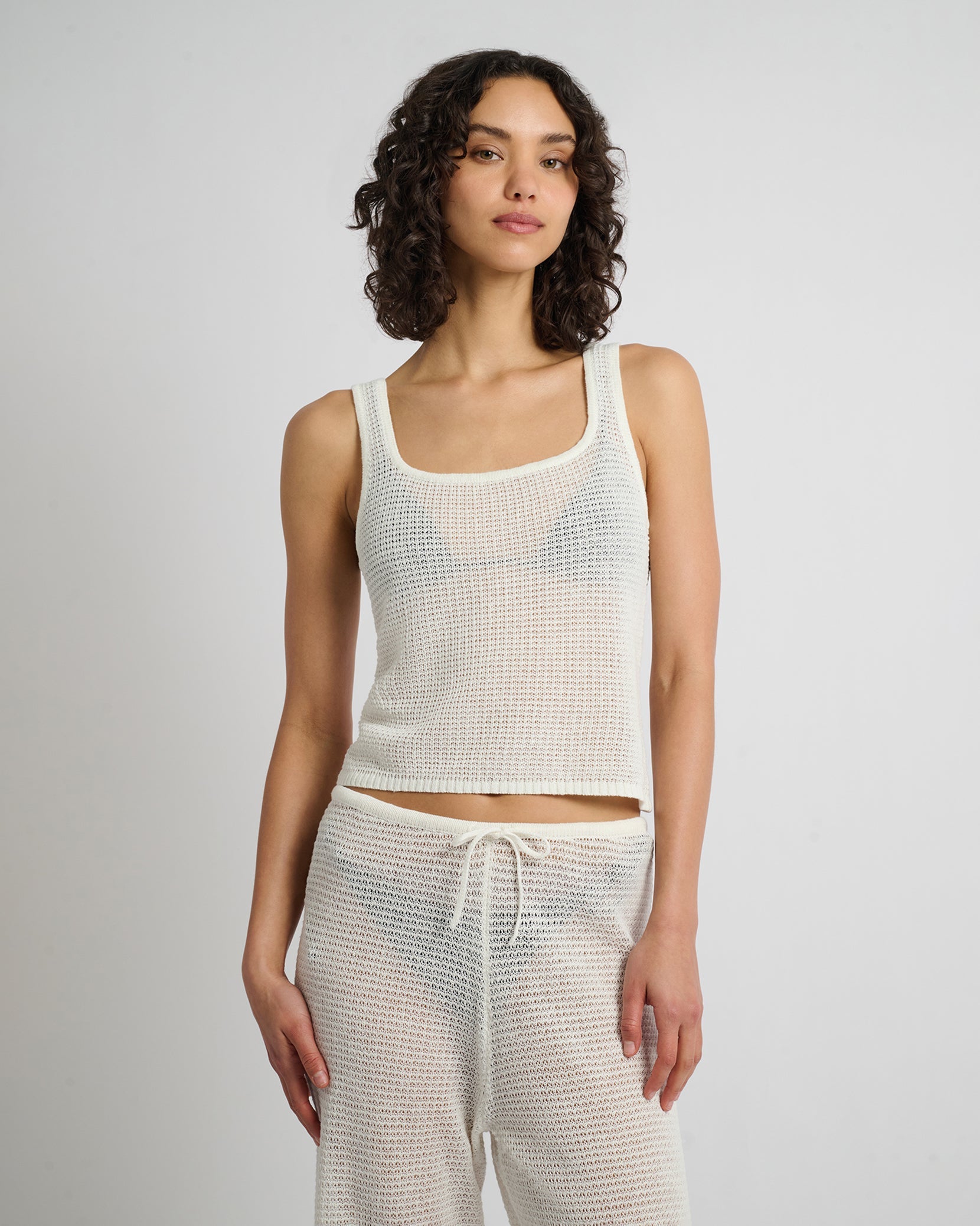 Linen Knit Square Neck Tank