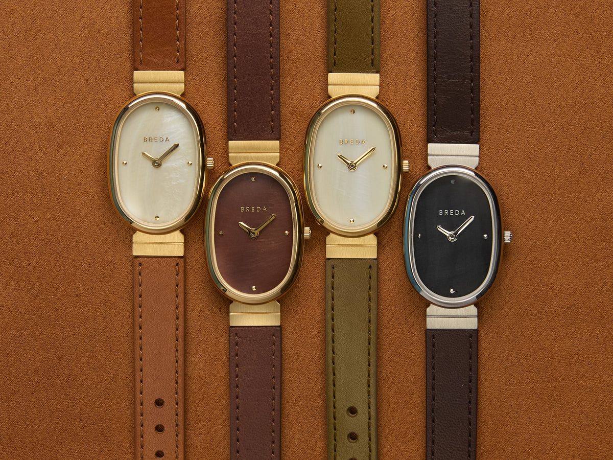 Breda Jane Leather Watch - Gold/Champagne/Olive