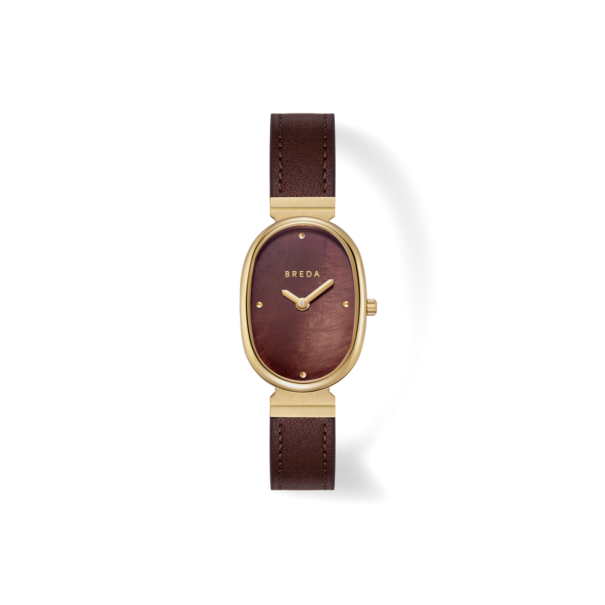 Breda Jane Leather Watch - Gold/Brown/Brown
