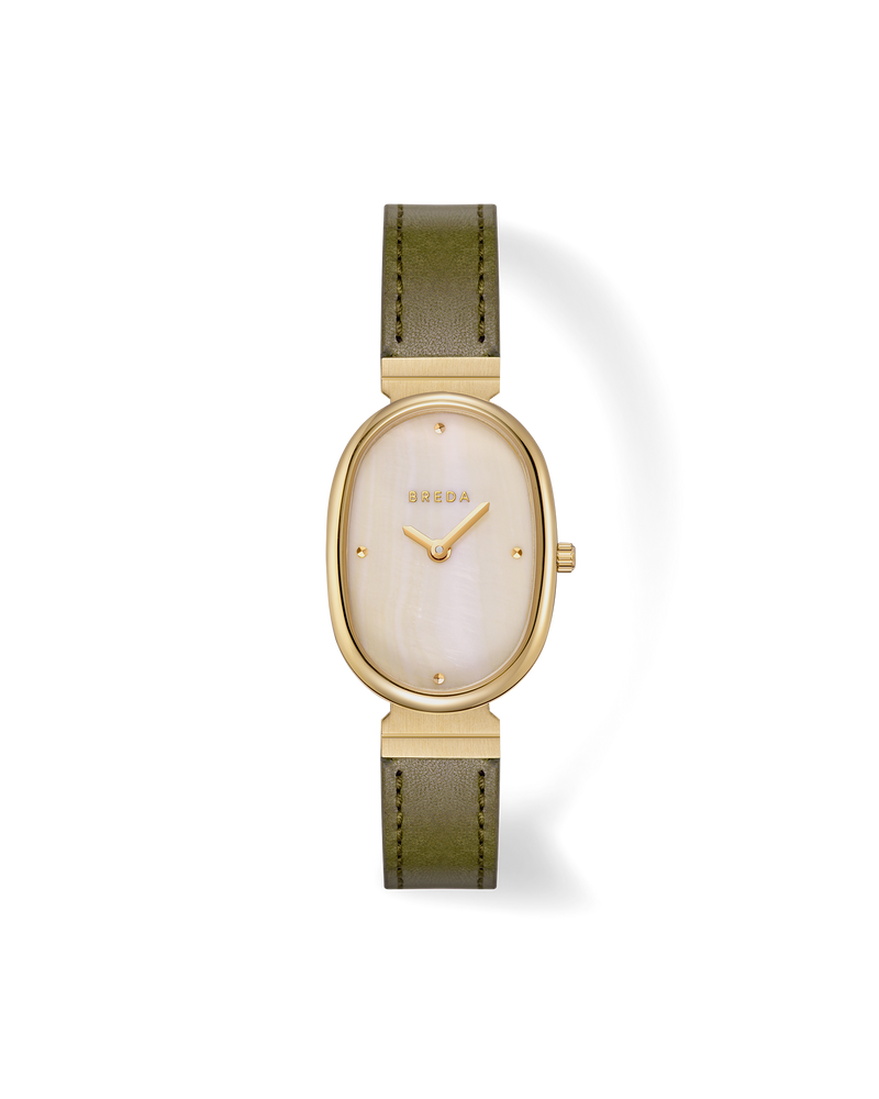 Breda Jane Leather Watch - Gold/Champagne/Olive