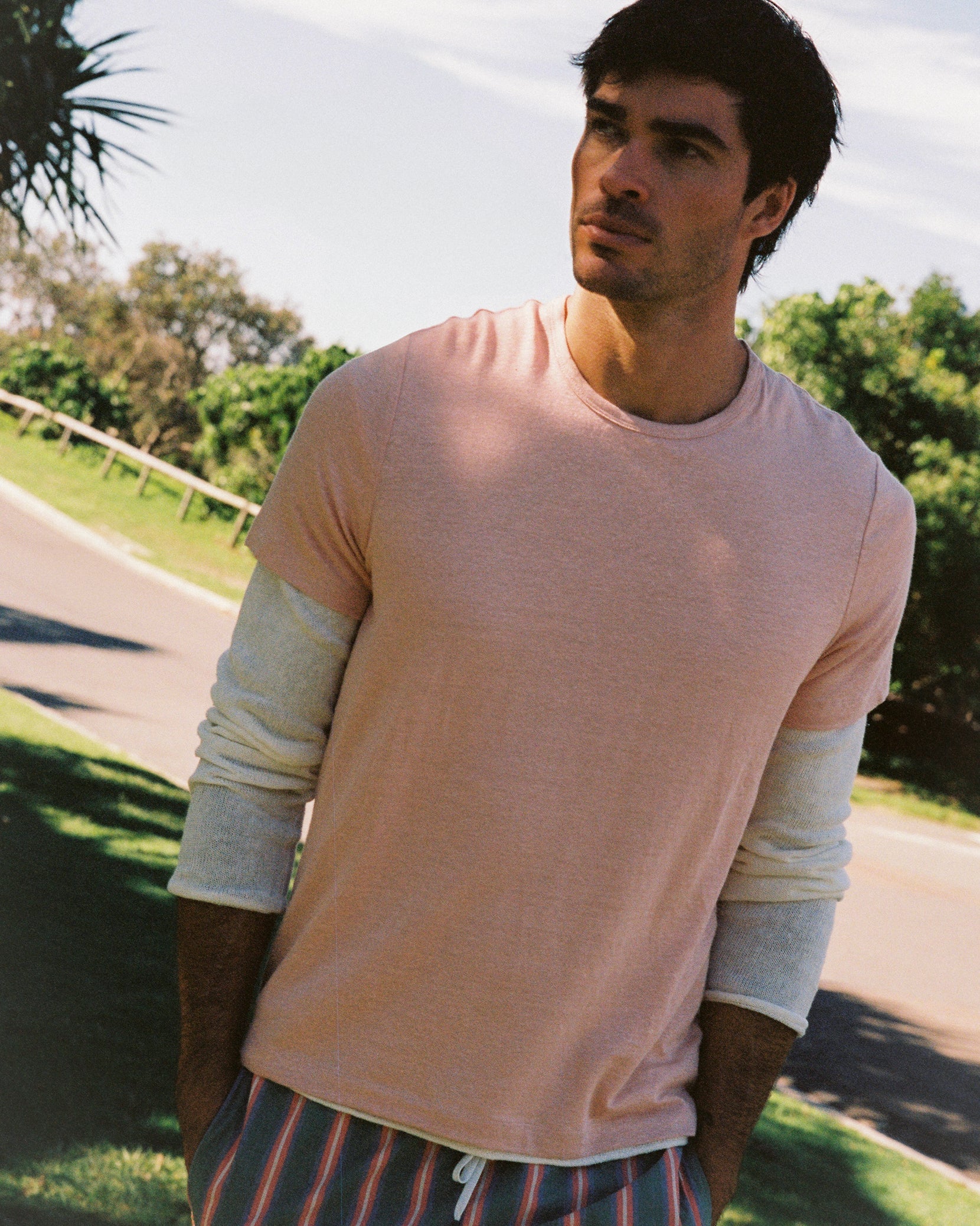 Onia Stretch Linen Crewneck Tee